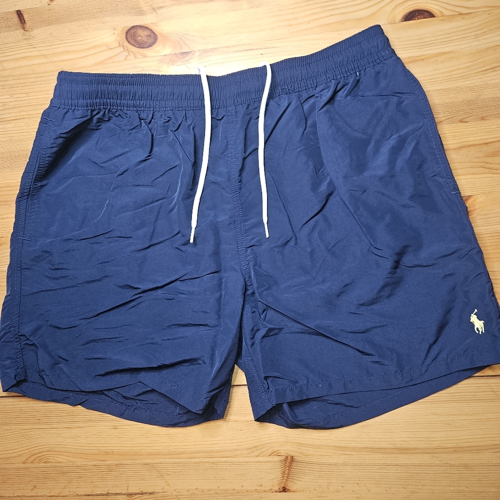 XXL Polo by Ralph Lauren Blue Swim Trunks Elastic Waistband
